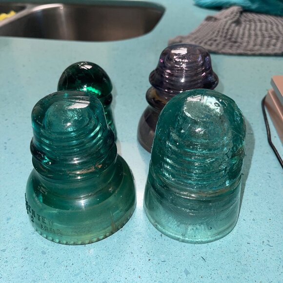 Whitall Antique Insulator Glass Collection Set of 4 Decor - Picture 2 of 16
